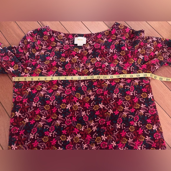 Maeve by Anthropologie Burgundy Floral 3/4 Sleeve Knit Top XL - Picture 7 of 12